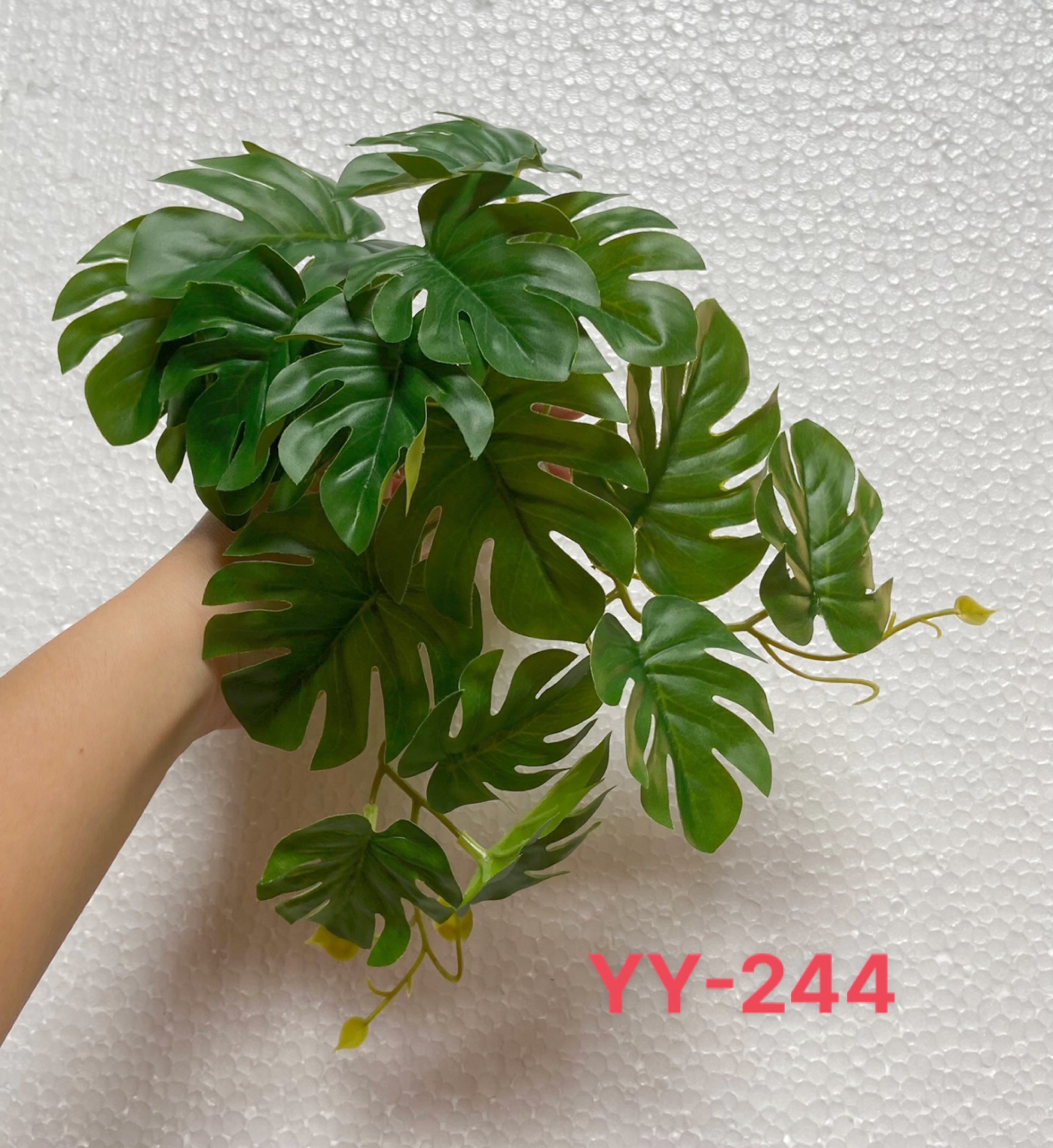 Chùm treo tường lá rùa, trầu bà lá xẻ giả. chùm cây giả trang trí tường cây, làm chậu cây