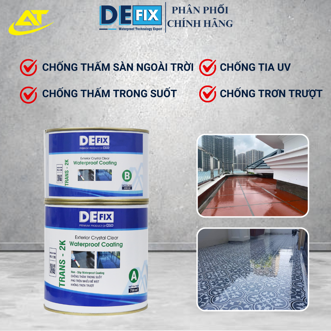 Chống thấm trong suốt sử dụng cho sàn gạch, sàn bê tông ngoài trời #Bộ 1Lít