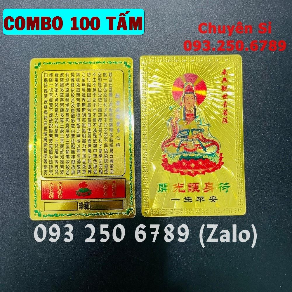 COMBO 100 Kim Bài Quan Âm Bồ Tát , Bình An May Mắn Plastic - Đã Khai Quang - PASA COLLECTION
