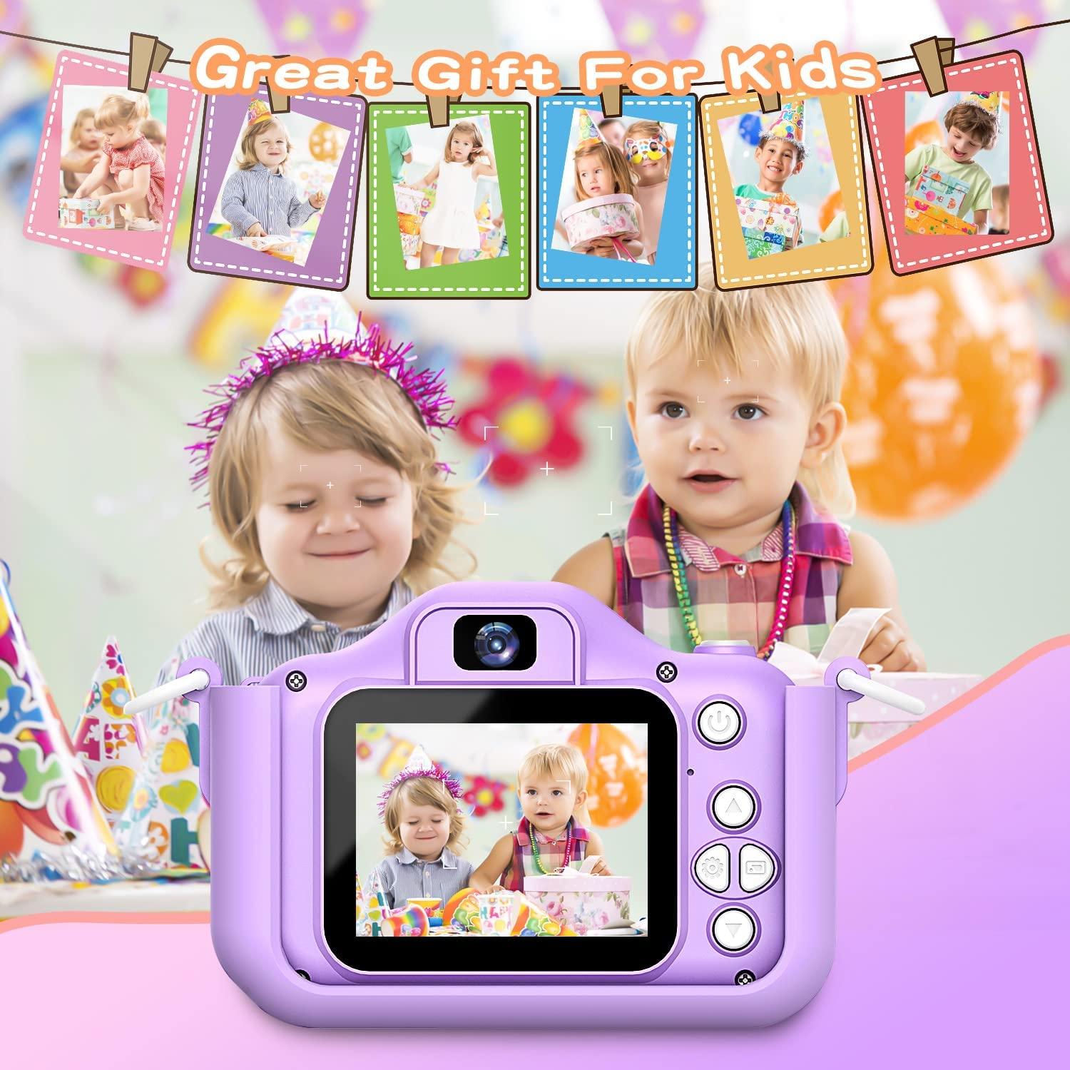 Camera trẻ em, quà tặng sinh nhật cho các cô gái từ 3-9 tuổi, máy quay video kỹ thuật số HD với thẻ SD 32 GB