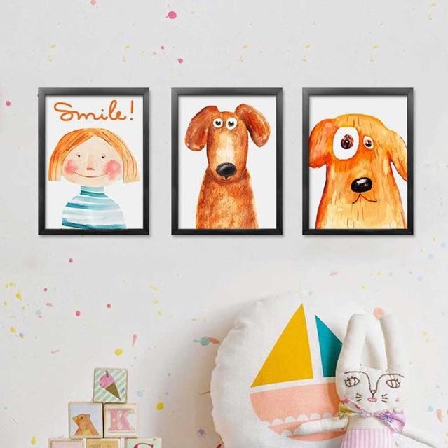 Tranh treo tường bộ 3 tấm tranh chim và cây