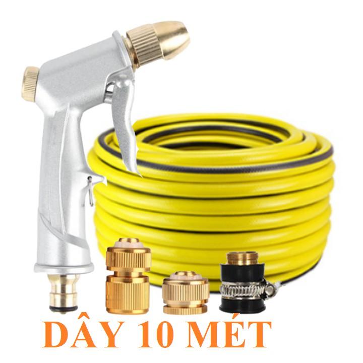 Bộ dây vòi xịt nước rửa xe, tưới cây . tăng áp 3 lần, loại 7m, 10m 206701 đầu đồng,cút đồng, + tặng đai