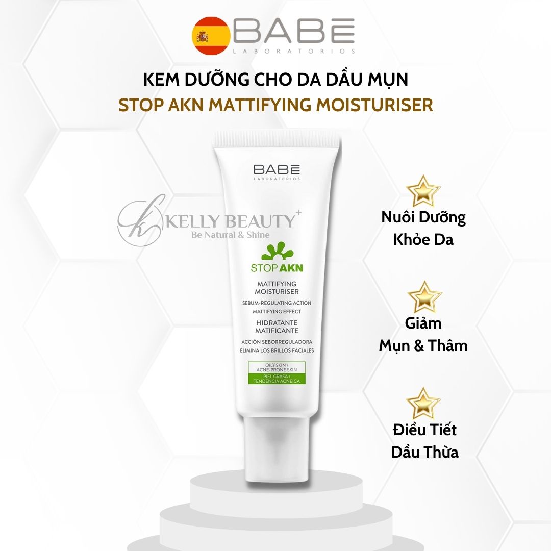 Kem Dưỡng Kiềm Dầu Ngừa Mụn BABE Stop AKN Mattifying Moisturiser - Kelly Beauty