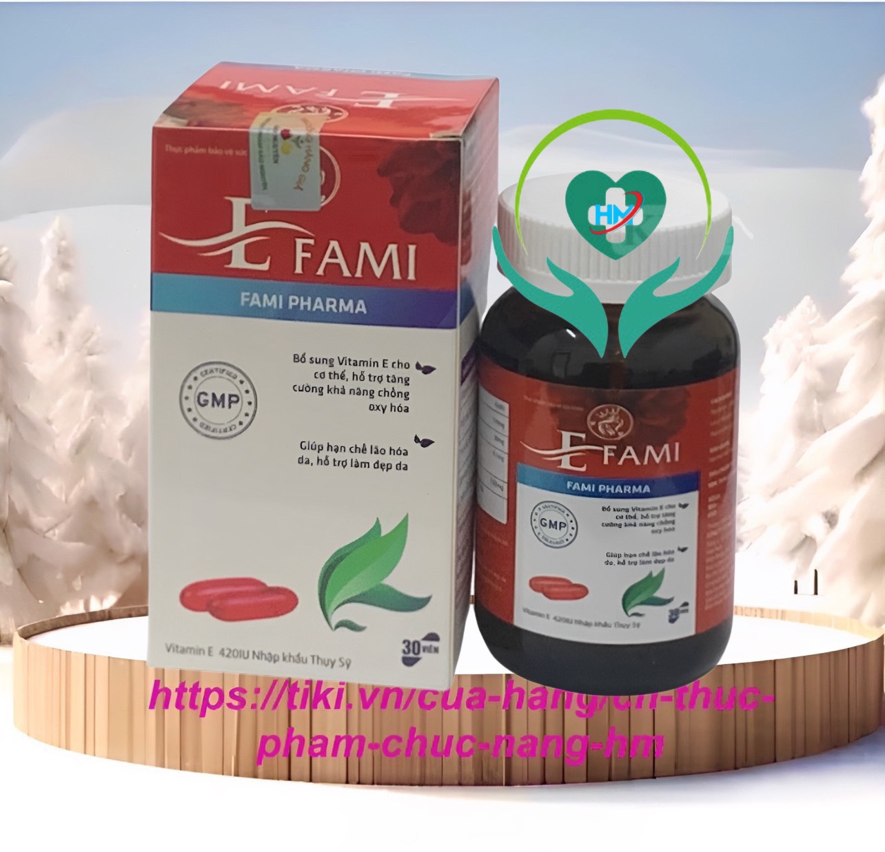 Viên Uống Bổ Sung Vitamin E đỏ Fami , giúp chống lão hóa da