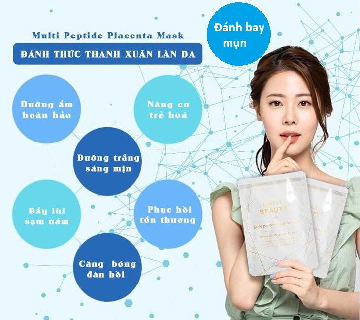 Combo cho da mụn Daily Beauty R&amp;B Việt Nam gồm 5 hộp mặt nạ nhau thai cừu + 1 gel mụn AC Anti Spot diệt mụn tận gốc, hết thâm mụn, liền sẹo, se lỗ chân lông