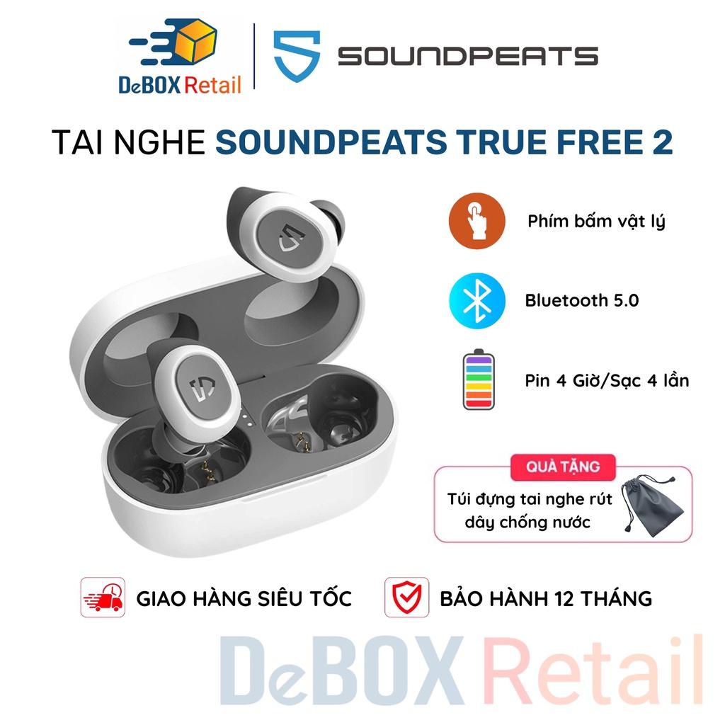 Tai nghe True Wireless SoundPEATS TrueFree 2 thể thao, 4 đèn LED, Kháng nước IPX7, nút bấm vật lý - Hàng Chính Hãng