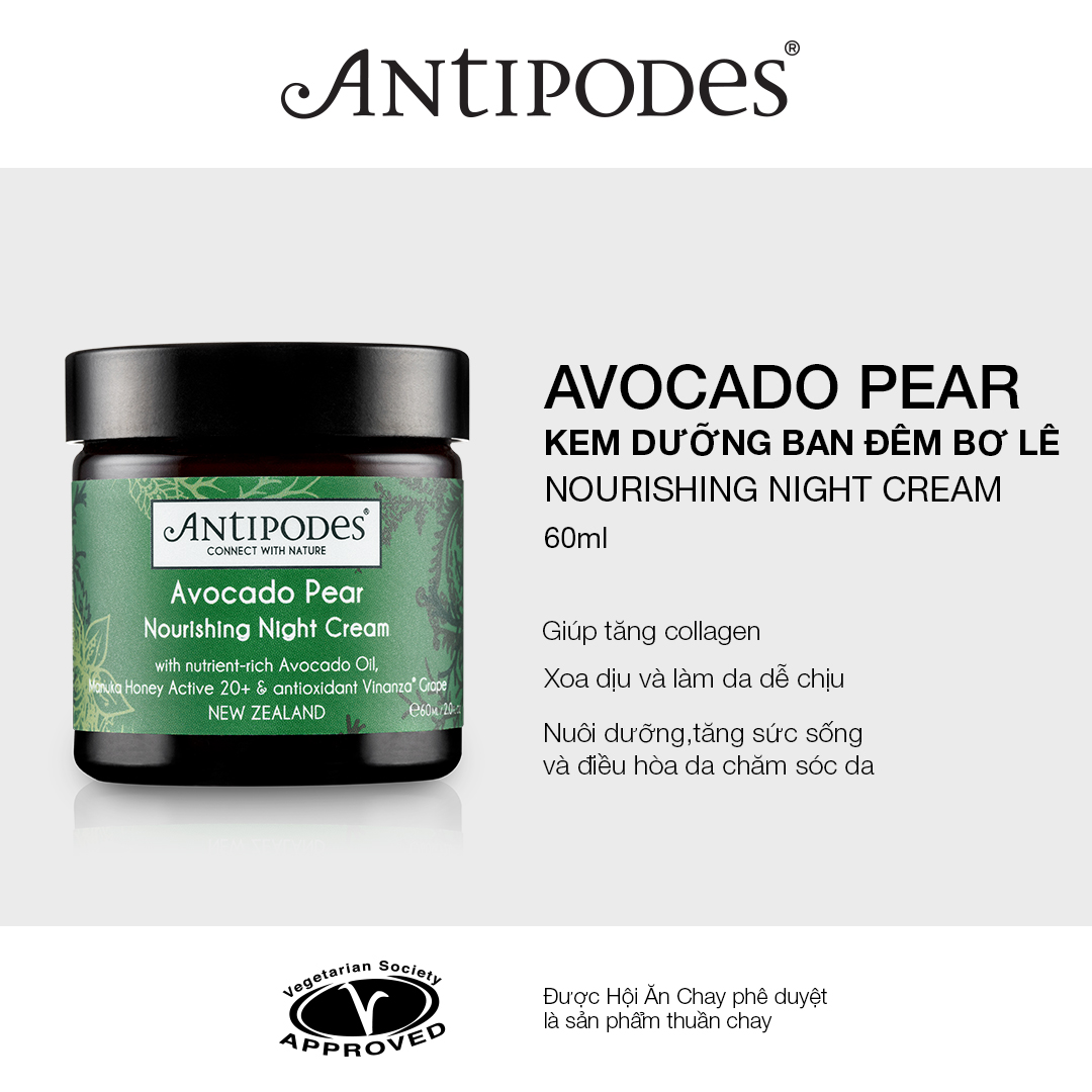 Kem Dưỡng Da Ban Đêm Antipodes Avocado Pear Nourishing Night Cream 60ml