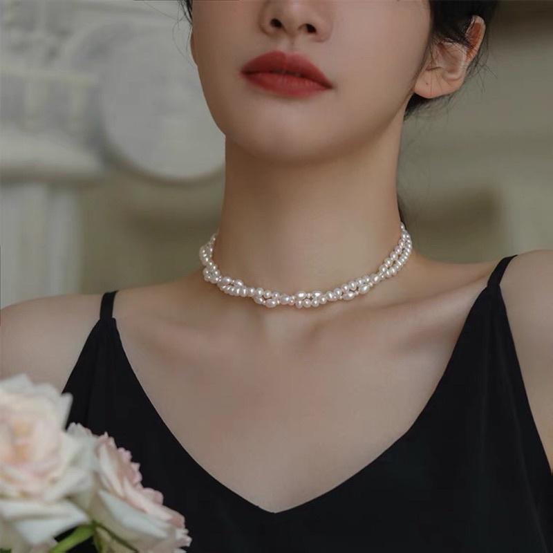 Dây Chuyền Choker Bạc 925 Đan Xoắn Cá Tính - Trường Thịnh Ngọc Trai