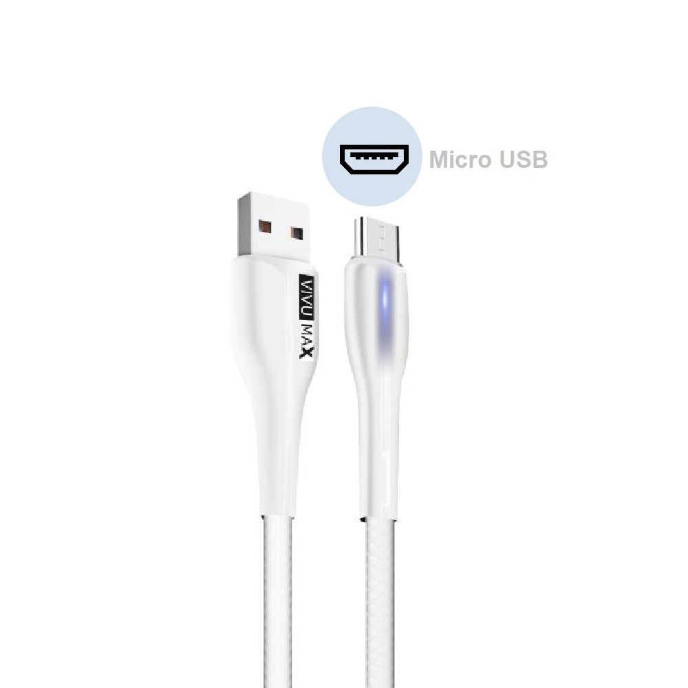 Cáp sạc nhanh và truyền dữ liệu VivuMax M102 đầu sạc đầu sạc Micro USB, tương thích hầu hết các sản phẩm có cổng Micro USB (Android  Samsung/Oppo/Xiaomi/Vsmart/Realme…) - Có đèn LED báo tín hiệu, 1m, Dây PVC cao cấp chống cháy – Hàng Chính Hãng