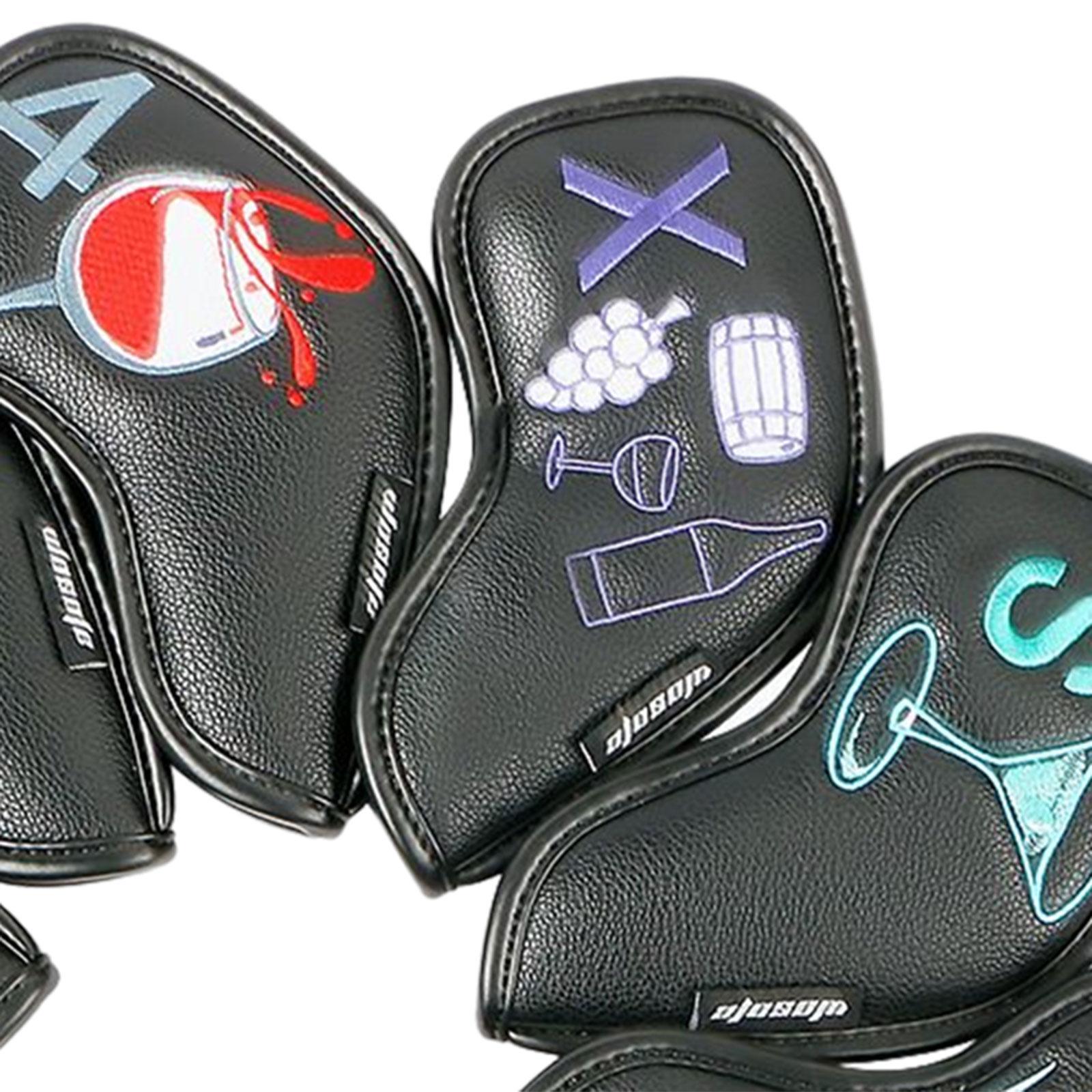 Golf Iron Head Covers Guard 4,5,6,7,8,9,A,S,P,x Waterproof Embroidered