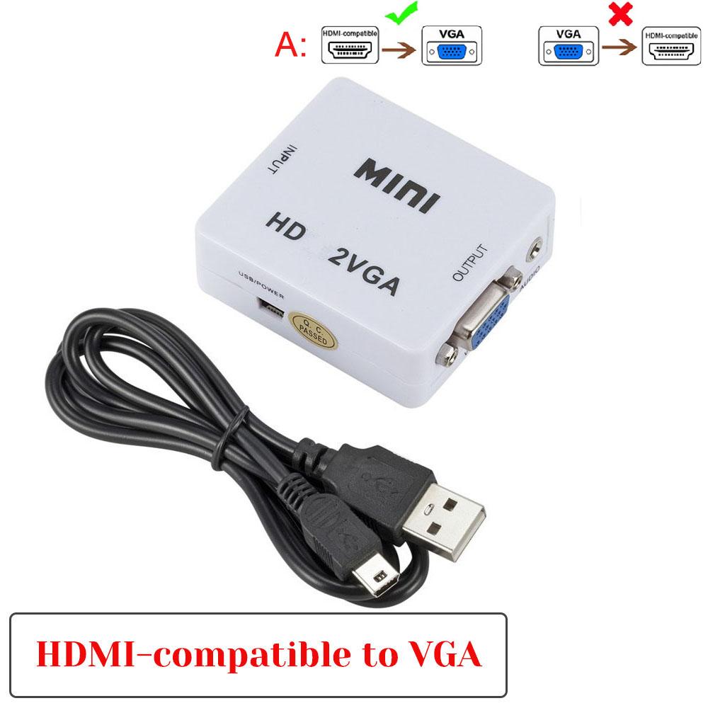 HDMI tương thích với bộ chuyển đổi bộ chuyển đổi VGA cho máy tính xách tay Xbox360 DVD PS3 PC HD 1080p Video Audio Box Converter cho máy chiếu hộp TV