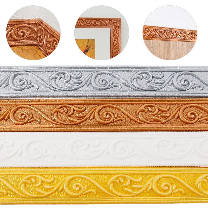 Cuộn Băng Dán Viền Tường Bằng Xốp Họa Tiết Hoa 3D Dài 2.3m Chống Thấm Nước Trang Trí Nhà Cửa