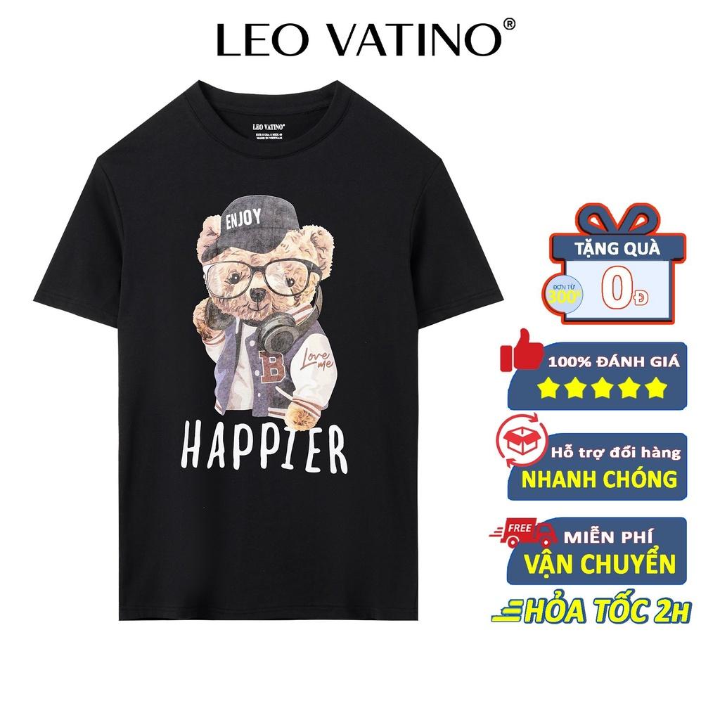 Leo Vatino - Áo thun nam tay ngắn in hình Teddy cổ tròn cotton co giãn form đẹp APLEO01-M3