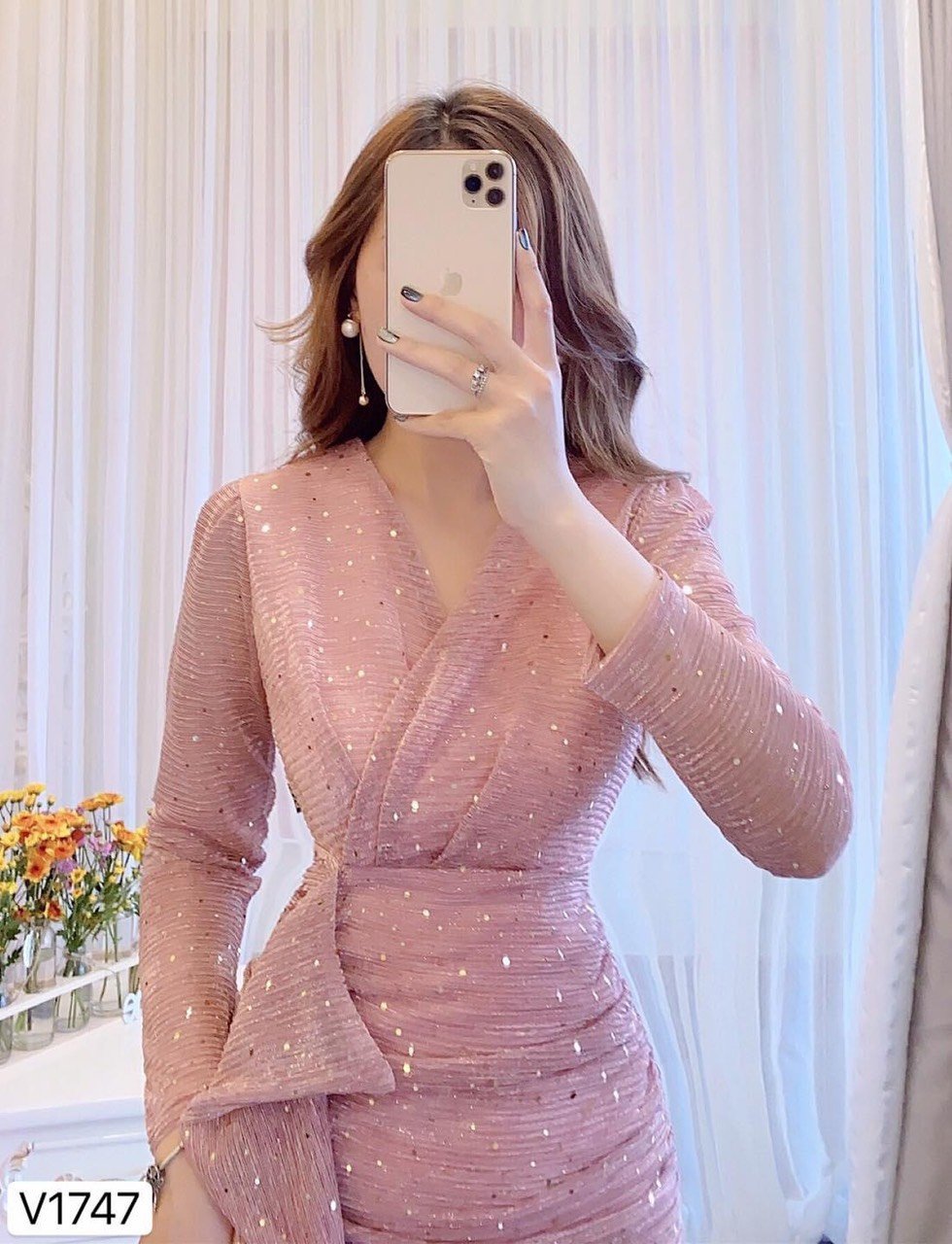 Đầm Body Nhũ Kim Tuyến Hạt thân nhúng eo phối bèo HÀNG THIẾT KẾ