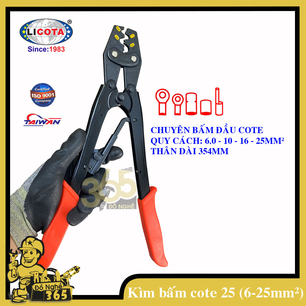 Kìm bấm đầu cote số 25 (5.5 -&amp;gt; 25 mm2) Licota( kìm bấm cos)