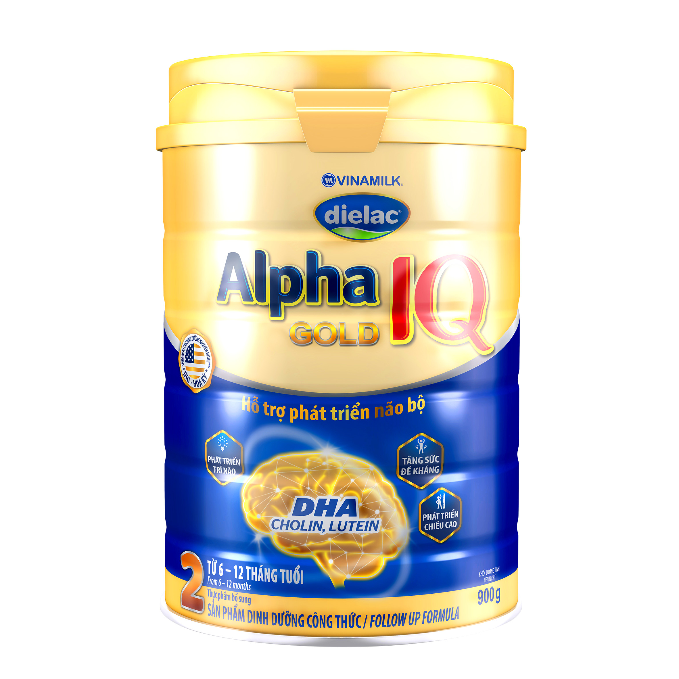 HỘP SỮA BỘT VINAMILK DIELAC ALPHA GOLD IQ 2 900G