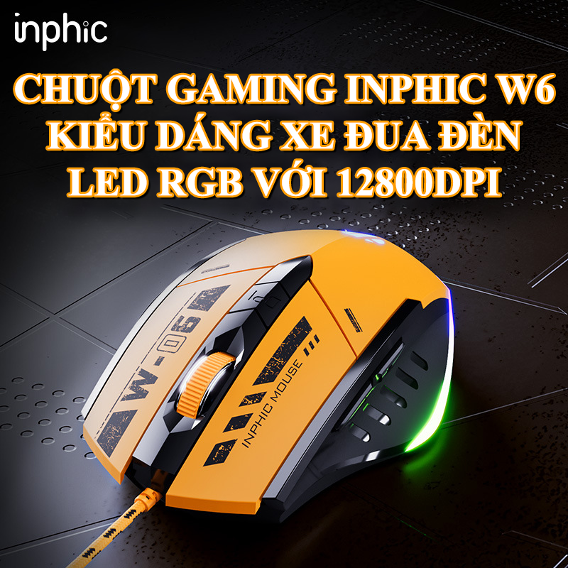 Combo bàn phím và chuột có dây chuyên game INPHIC K901 + W6 có đèn led 7 màu cực đẹp dành cho game thủ - Hàng Chính Hãng