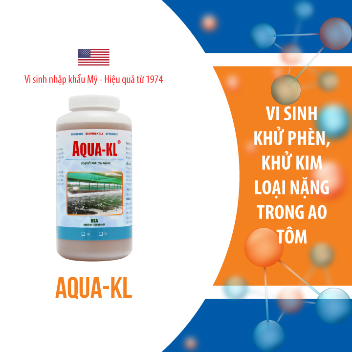 AQUA-KL - Vi sinh HẠ PHÈN, KHỬ KIM LOẠI NẶNG trong ao nuôi thủy sản - Chai 1 lít