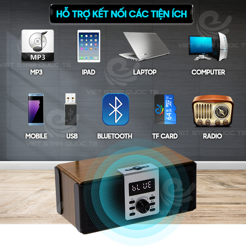 Loa Bluetooth Việt Star Quốc Tế VS3 Âm Thanh Cực Chất - Hàng Chính Hãng