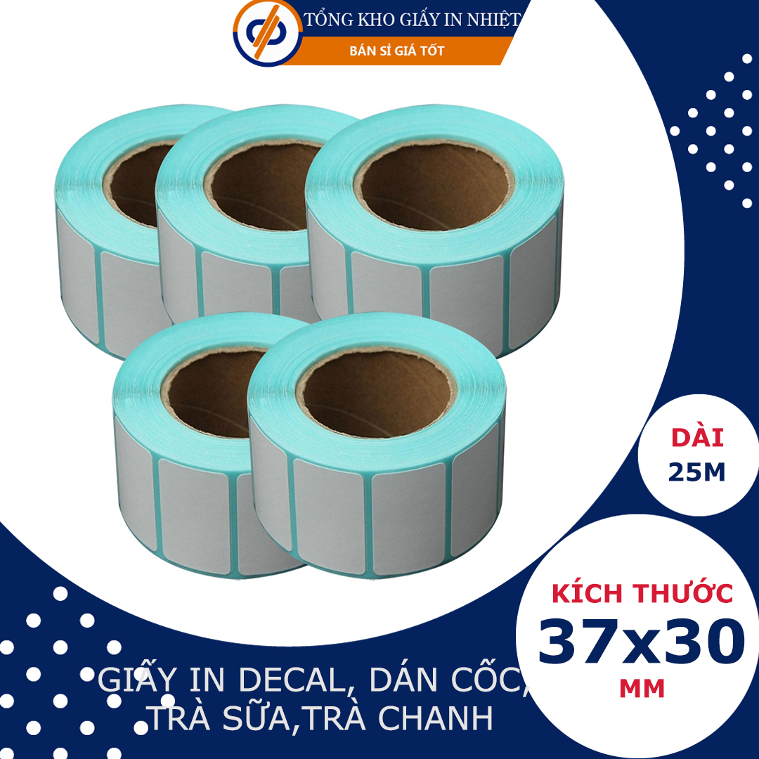 Giấy in decal 37x30mm -  DP26 - Tem dán lên cốc, ly trà chanh, trà sữa