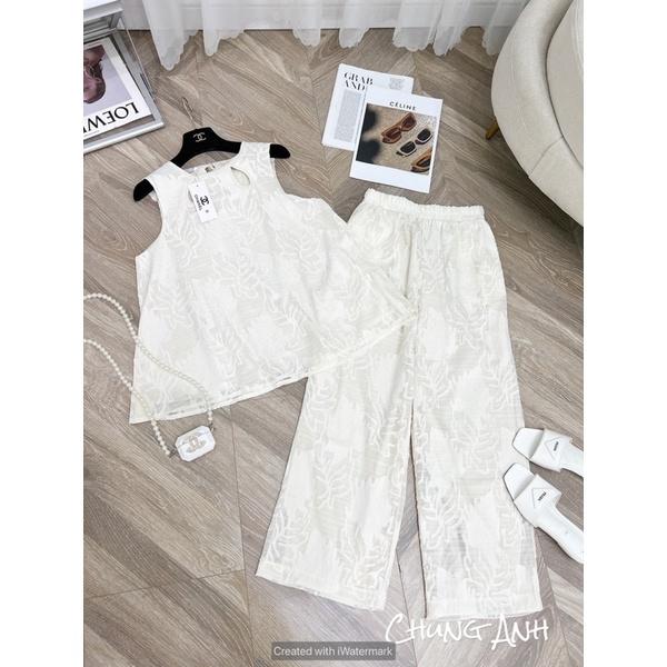 Set bộ áo quần lá suông khoét cổ
