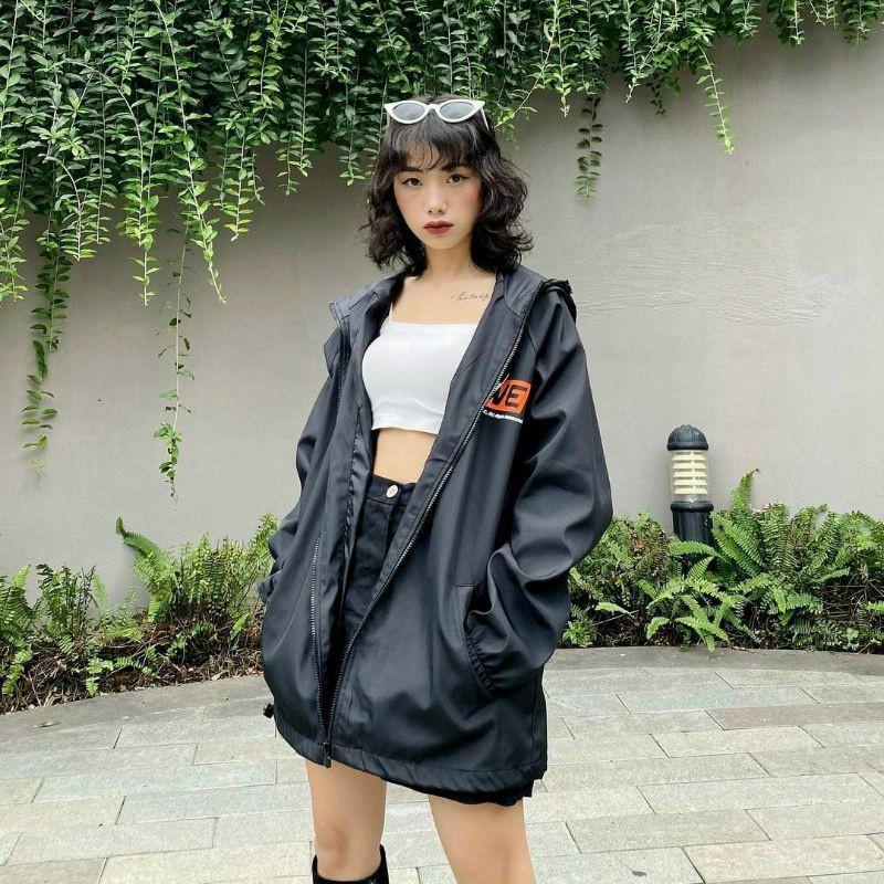 Hình ảnh Áo Khoác Dù SWE LOGOS Ulzzang Nam Nữ Unisex Form Rộng Jacket, khoác dù unisex ulzzang street style chống nắng