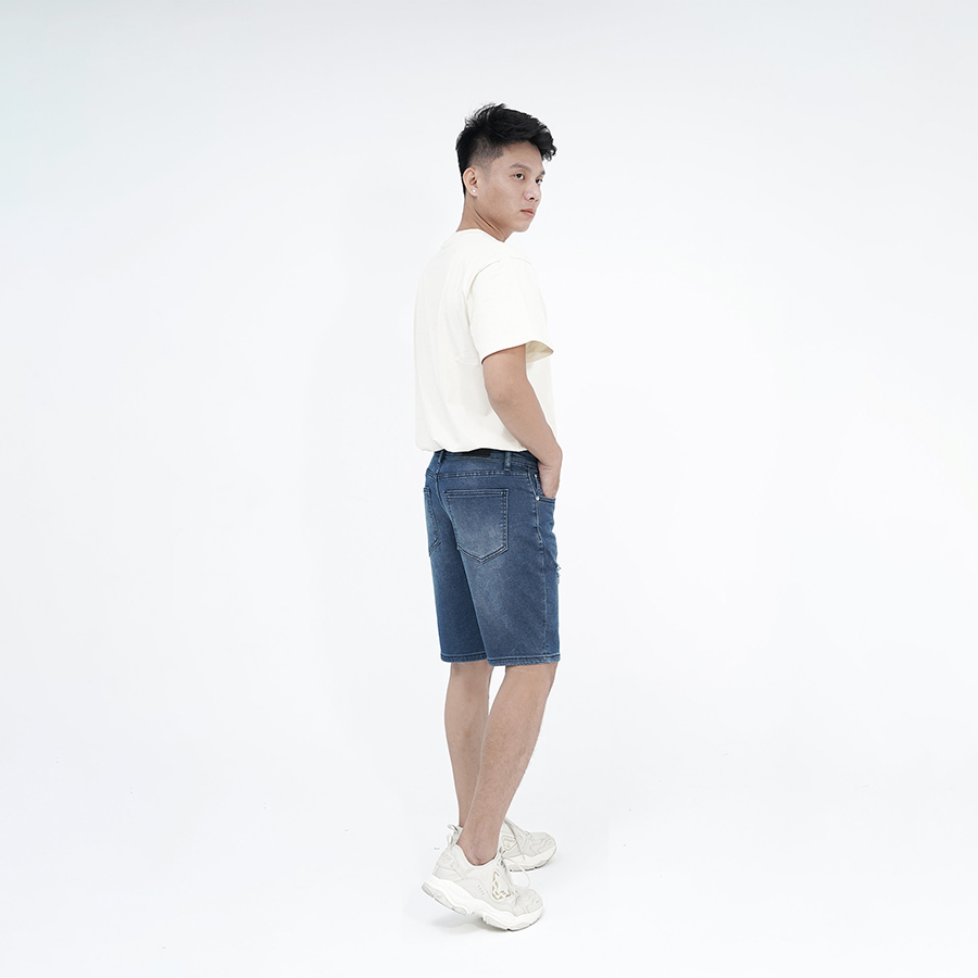 Quần Short Jeans Nam Rách Cao Cấp HUNTER X-RAYS Form Slimfit Thun Màu Xanh  S70