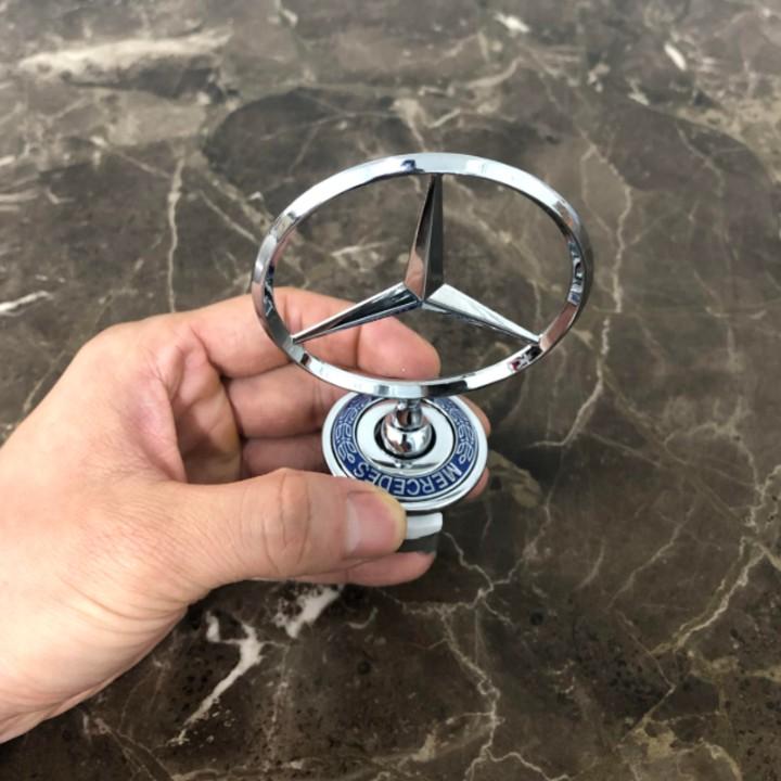 Logo thương hiệu Mercedes-benz gắn capo đầu xe hơi cao cấp, chất liệu hợp kim mạ crom