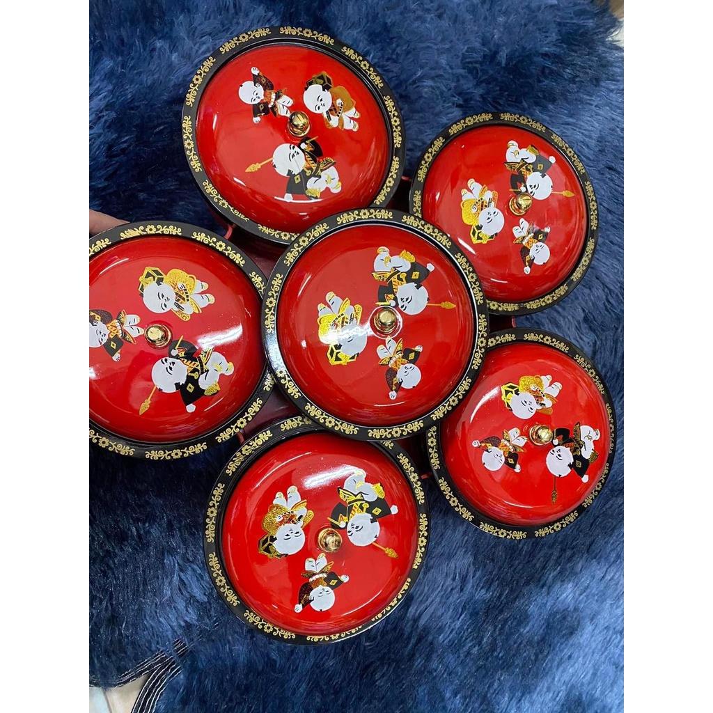 Khay mứt 6 ngăn hình bông hoa đỏ