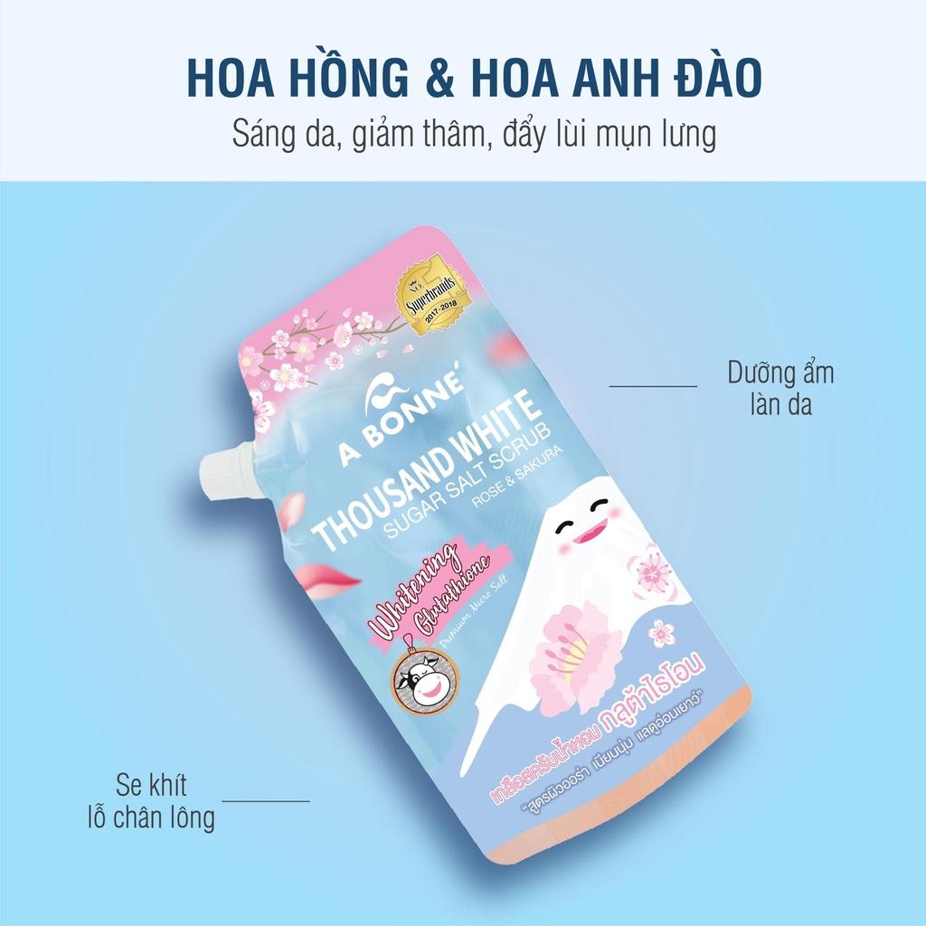 Muối Tắm Sữa Bò A Bonne Hoa Hồng &amp; Hoa Anh Đào Tẩy Tế Bào Chết 350g