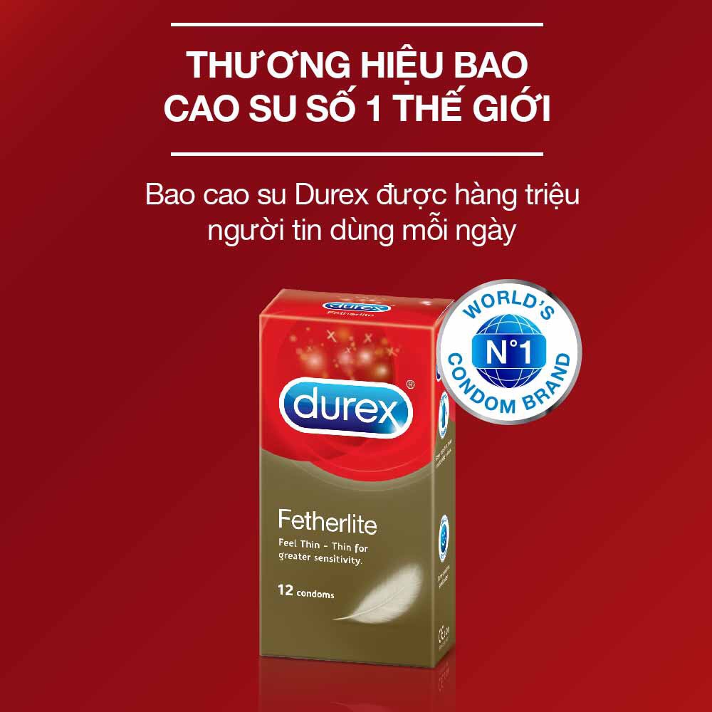 Bao cao su Durex Fetherlite 12 bao / hộp + Tặng 1 Bao cao su INNOVA Siêu gai