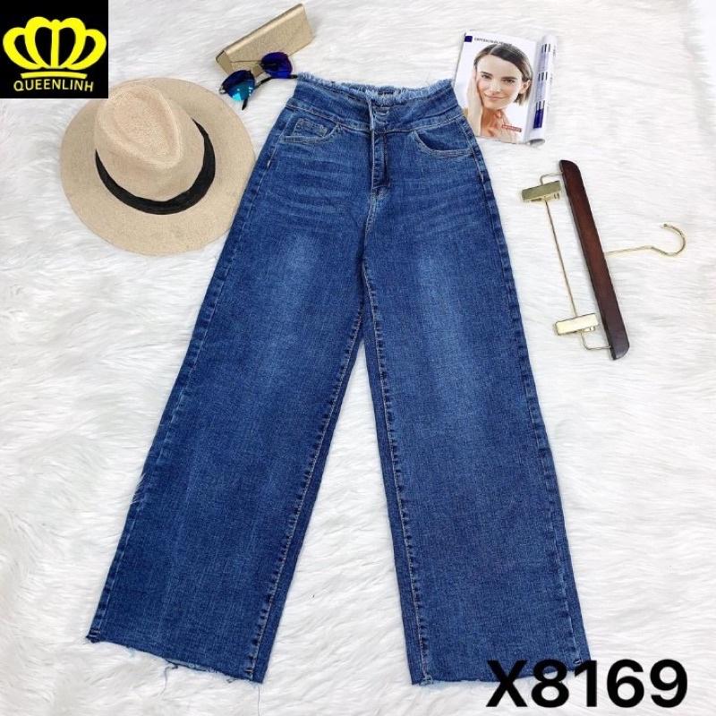 Quần bò nữ,quần jeans ống rộng lưng cao, vải bò dày dặn chuẩn Qc shop cam kết chất lượng 100%
