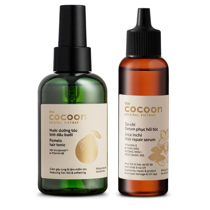 Combo nước dưỡng tóc tinh dầu bưởi Cocoon 140ml + sa-chi serum phục hồi tóc Cocoon 70ml