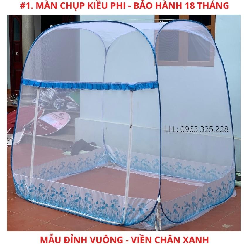 Màn chụp tự bung đỉnh vuông Bình Minh - Mẫu mùng chụp tự bung có viền chân chống muỗi tuyệt đối