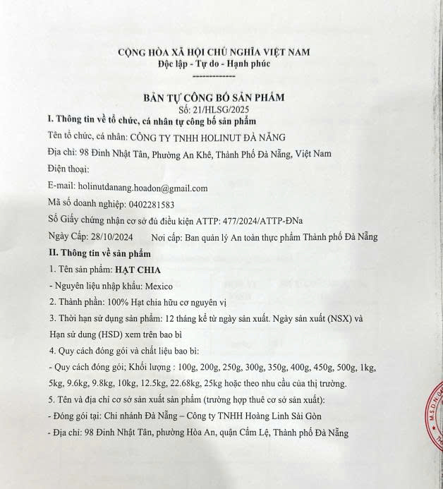 Hạt Chia Hữu Cơ - Organic Chia Seeds/ Thương hiệu Holinut