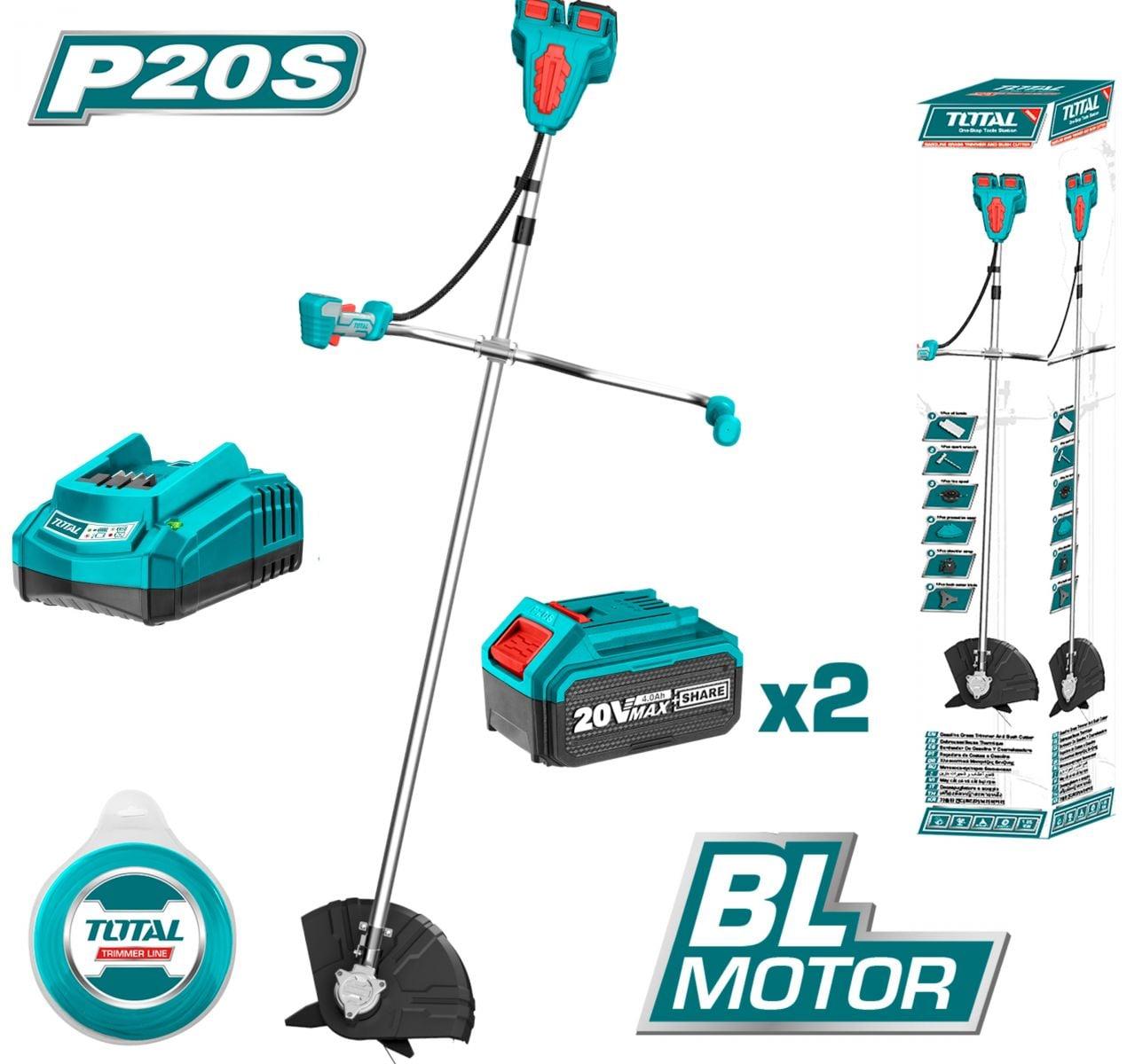 MÁY CẮT CỎ DÙNG PIN 40V (2 PIN 4.0AH, KÈM 1 SẠC NHANH THÔNG MINH) TOTAL TSTLI202521 - HÀNG CHÍNH HÃNG