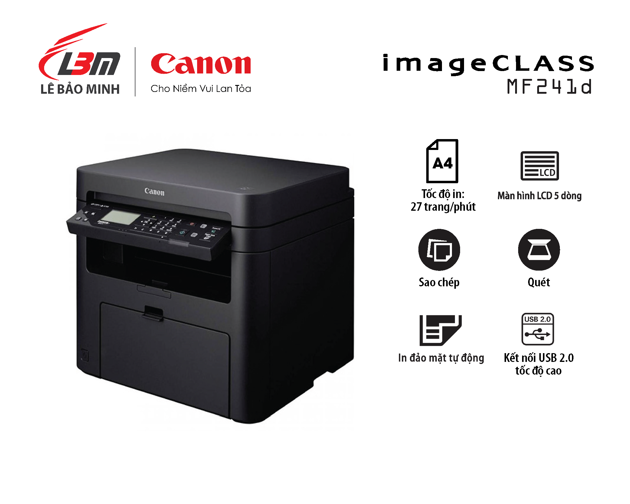 Máy in laser đa chức năng Canon MF241D- Hàng chính hãng