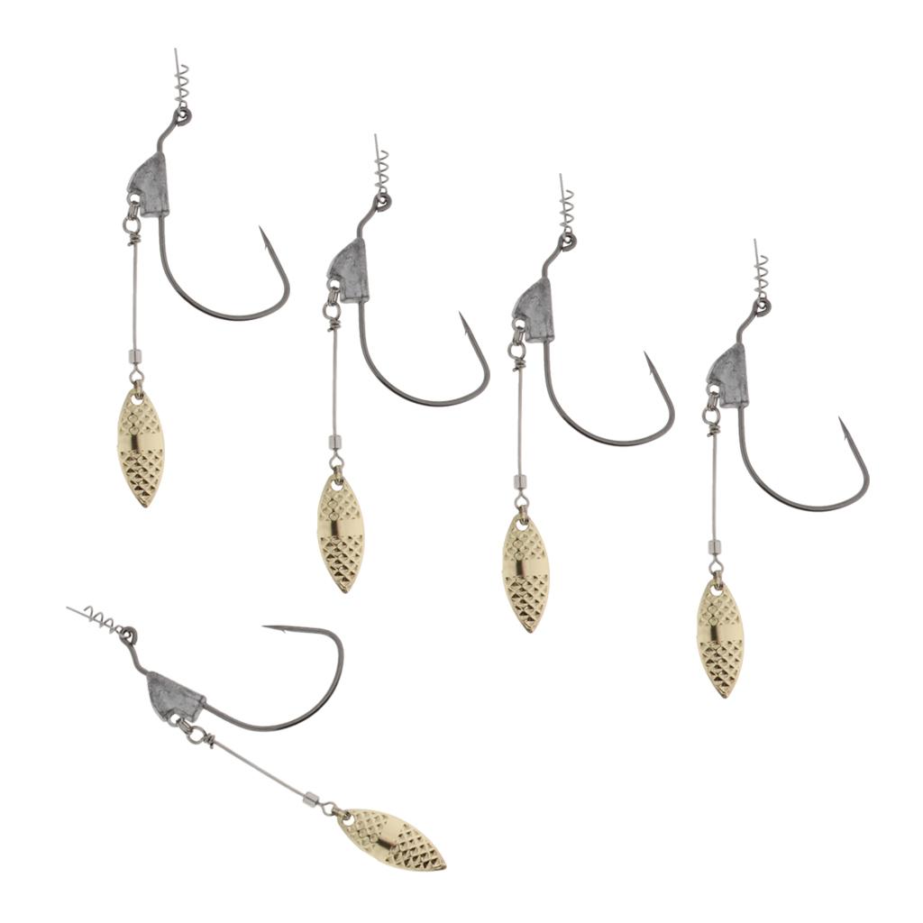 5pcs Weighted Fishing Hooks with Lead Spoon Spring For Swimbaits