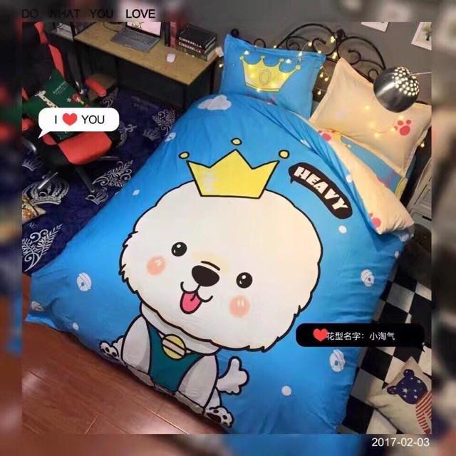 Bộ chăn ga cotton 3D hoàng loại 1