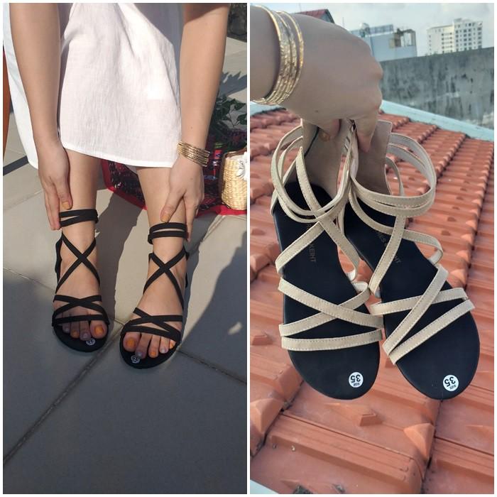 Giày Sandal Chiến Binh Cao Cổ Dây Chéo Quai Ngang