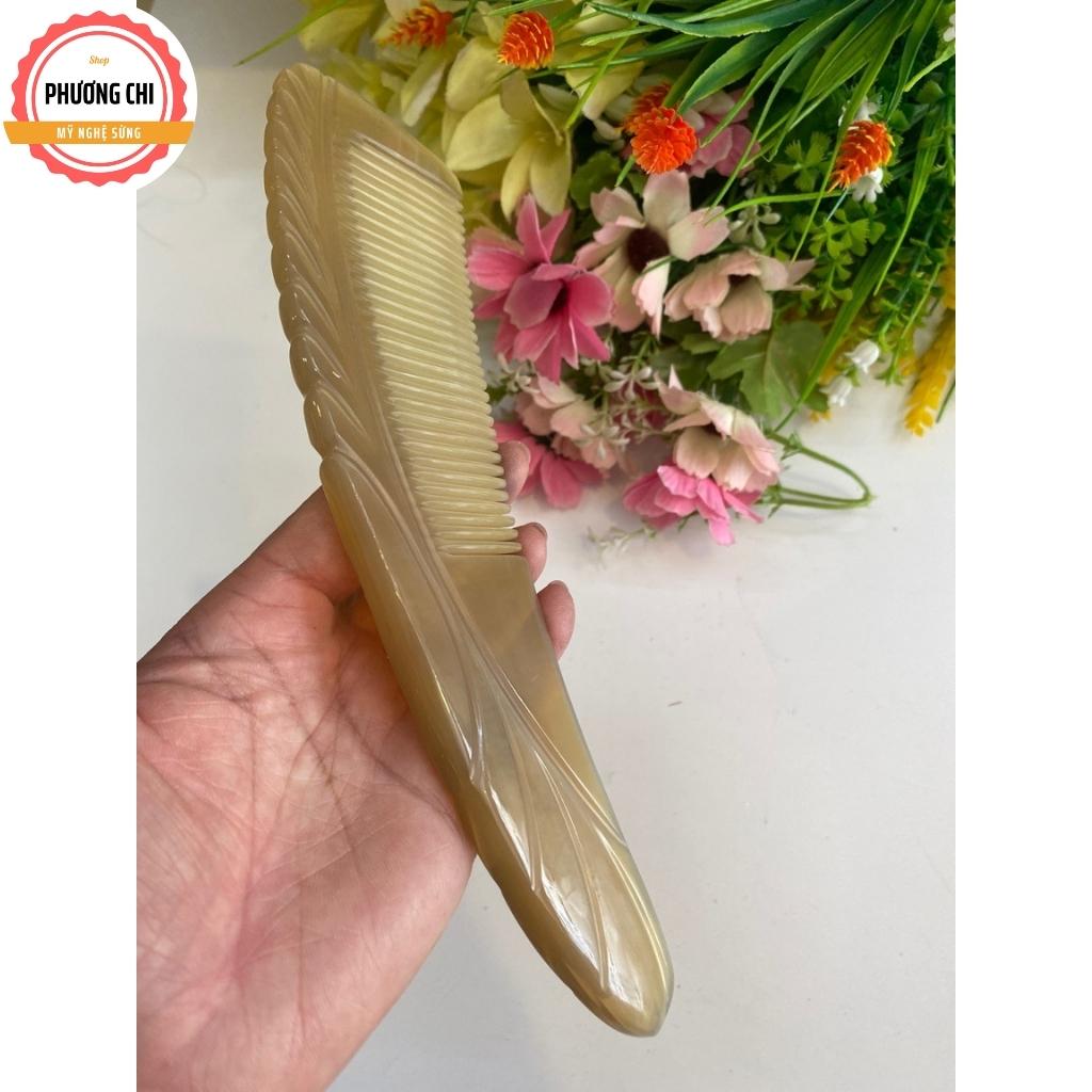 Lược sừng trâu lưỡi niềm khía dài 20cm, lược chải tóc gỡ rối massage đầu | Mỹ Nghệ Phương Chi