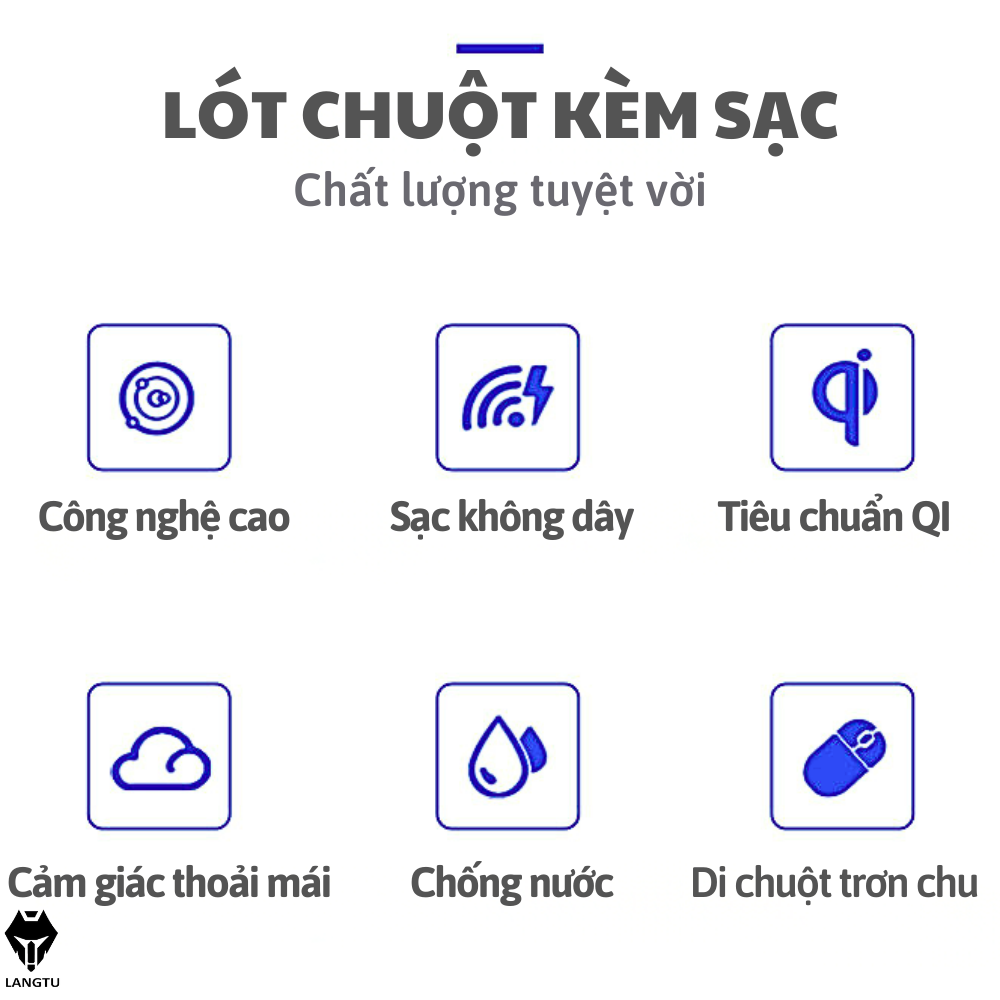 Lót Chuột Cỡ Lớn Kèm Sạc Điện Thoại Không Dây Langtu Store Tiện Lợi Cho Dân Gaming, Văn Phòng Hàng Chính Hãng