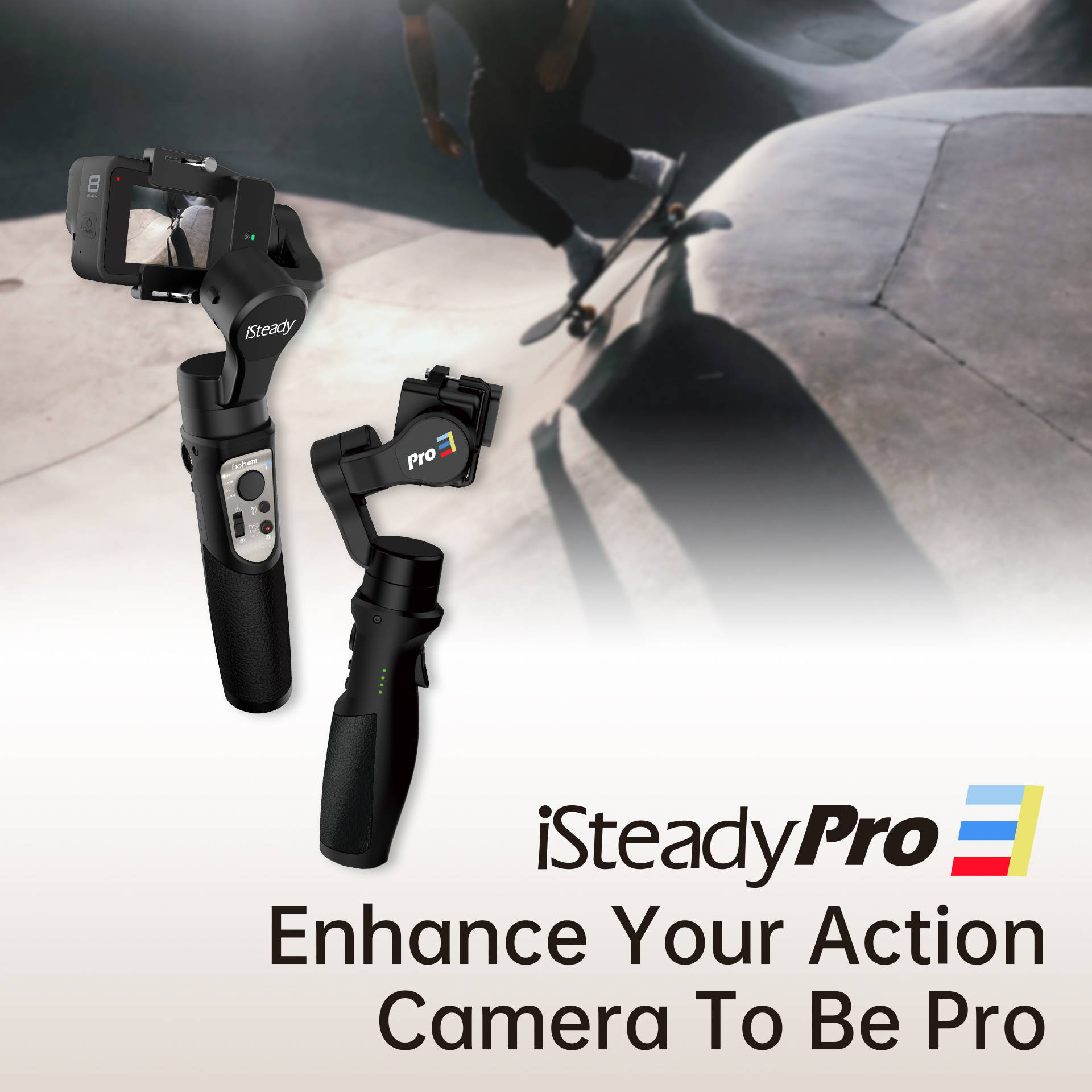 Gimbal Thiết Kế Dành Riêng Cho GoPro Hero Và Các Dòng Camera Action, Đạt Chuẩn Chống Nước IPX4, Hoạt Động 12 Giờ, Kết Nối Wifi Hohem ISteady Pro 3 - Hàng chính hãng