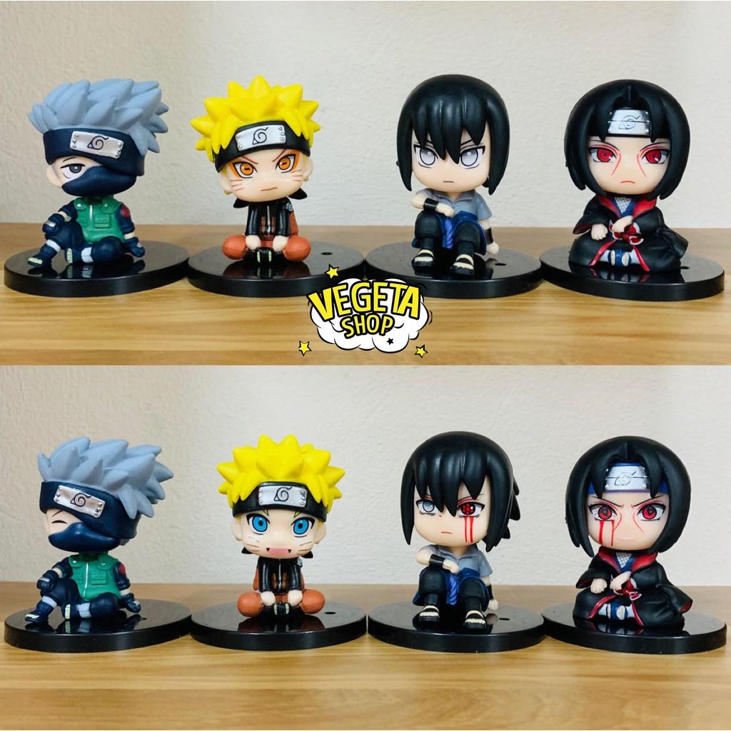 Mô hình Naruto - Uchiha Itachi Uchiha Sasuke Uzumaki Naruto Hatake Kakashi tạo dáng ngồi - Cao 7cm