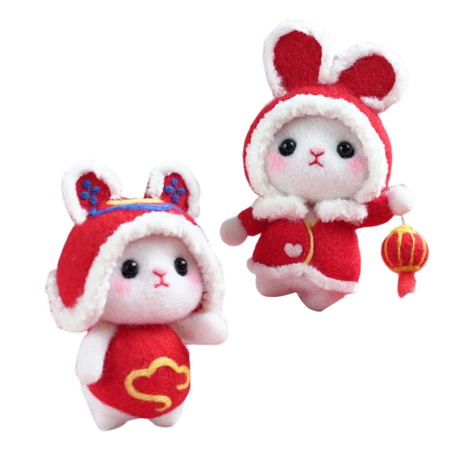 Mini Rabbit Wool Felt Kits Christmas 2023 Rabbit Year DIY Material Package Festival Toy for Handicraft Lover Beginners Beginner Kit