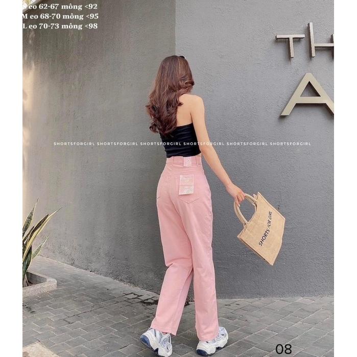 Quần jean nữ ống rộng màu Hồng nhạt chất KAKI thời trang H.N.M STORE