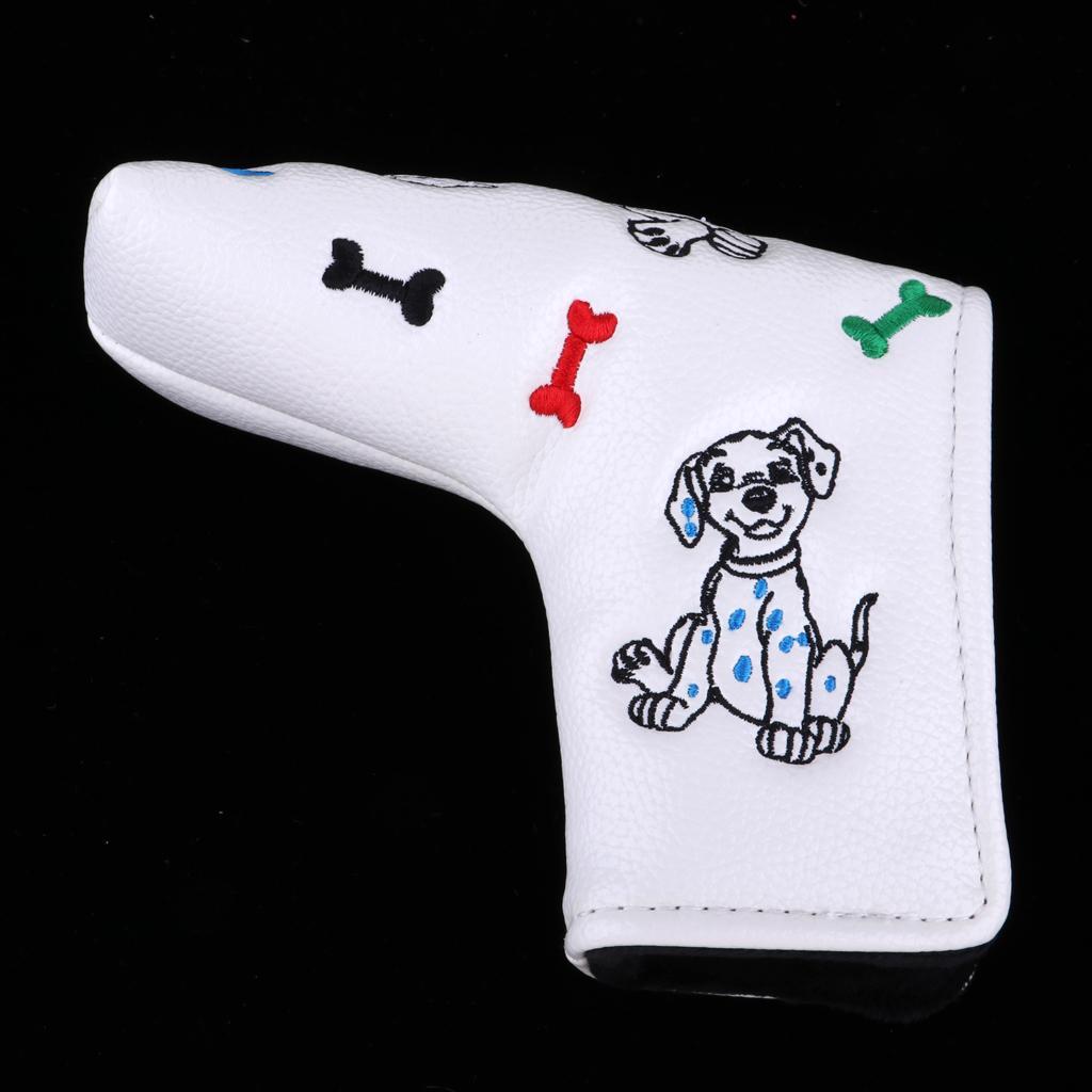 2-5pack Waterproof PU Leather Golf Blade Putter Head Cover Protector White Dog