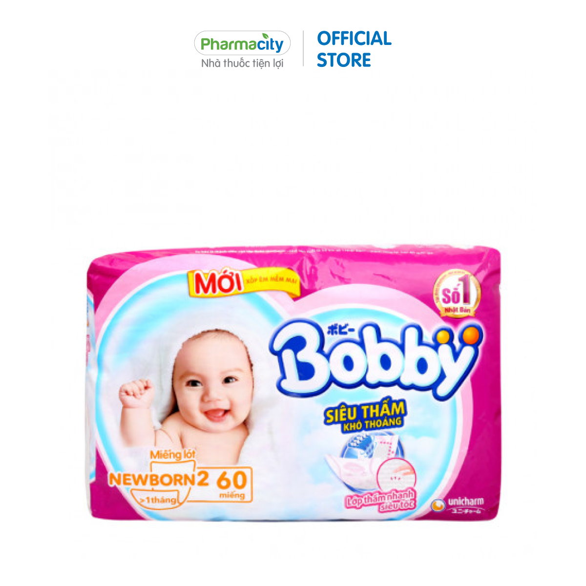 Miếng lót cho trẻ sơ sinh Bobby Fresh Newborn 2 (60 miếng/gói)