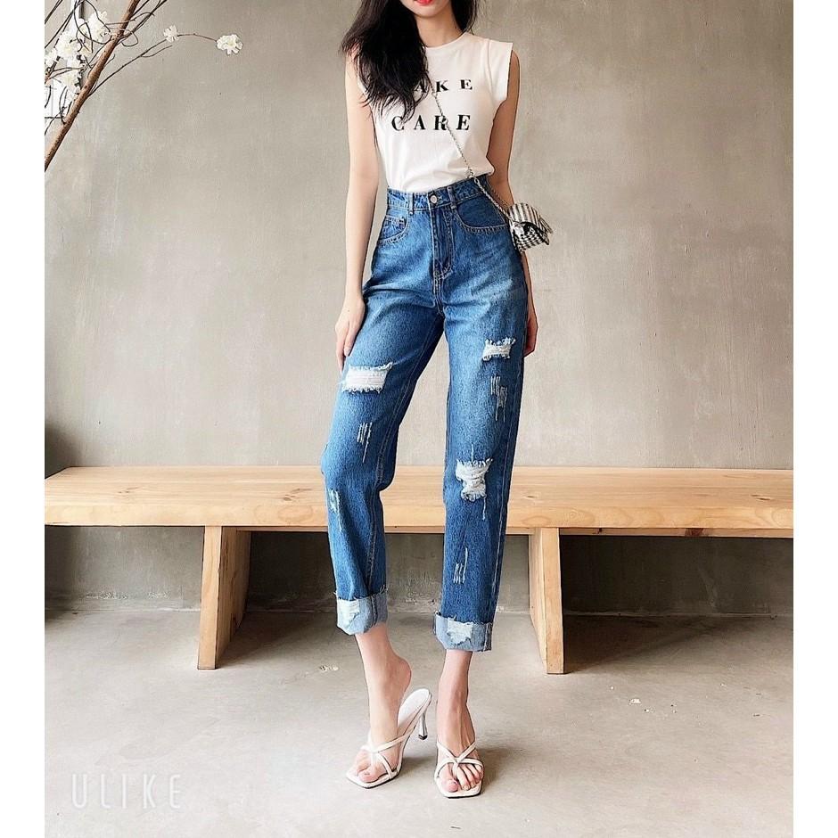 Quần jean baggy rách gối JBG5014