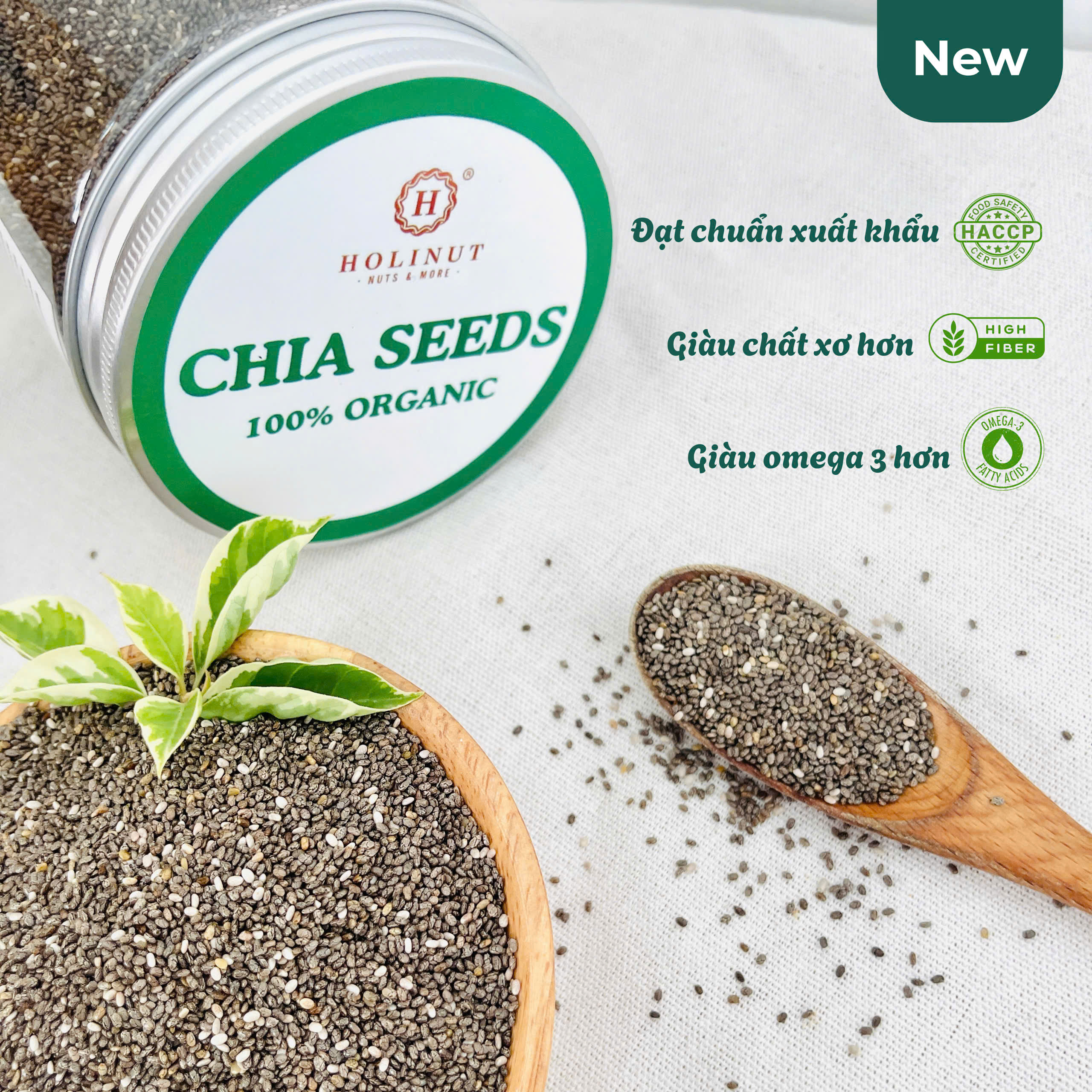 Hạt Chia Hữu Cơ - Organic Chia Seeds/ Thương hiệu Holinut